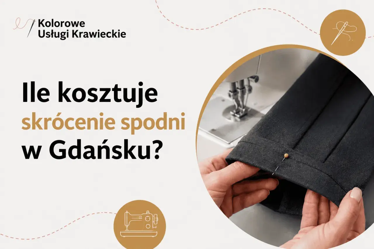 Ile kosztuje skracanie spodni w Gdańsku? Krawiec przygotowuje nogawkę do skrócenia.