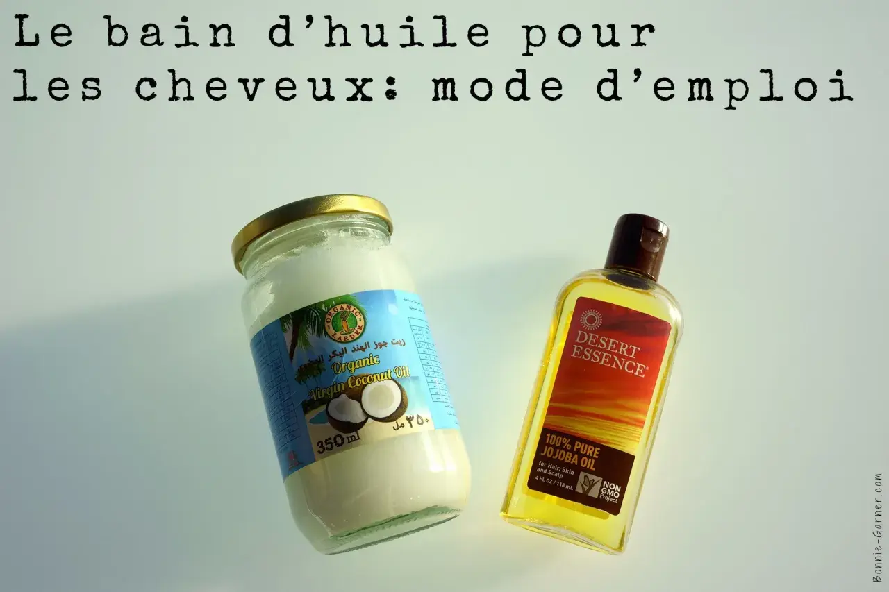 Huile de coco et huile de jojoba pour un bain d'huile capillaire. La fréquence idéale pour ces soins est à adapter selon vos besoins.