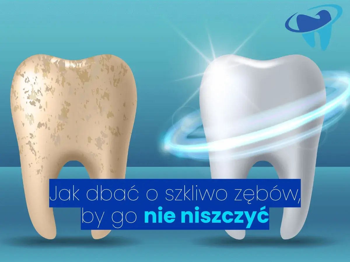 Porównanie zębów: jeden zniszczony, drugi lśniący. Dowiedz się, jak dbać o szkliwo, by nie uległo zniszczeniu.