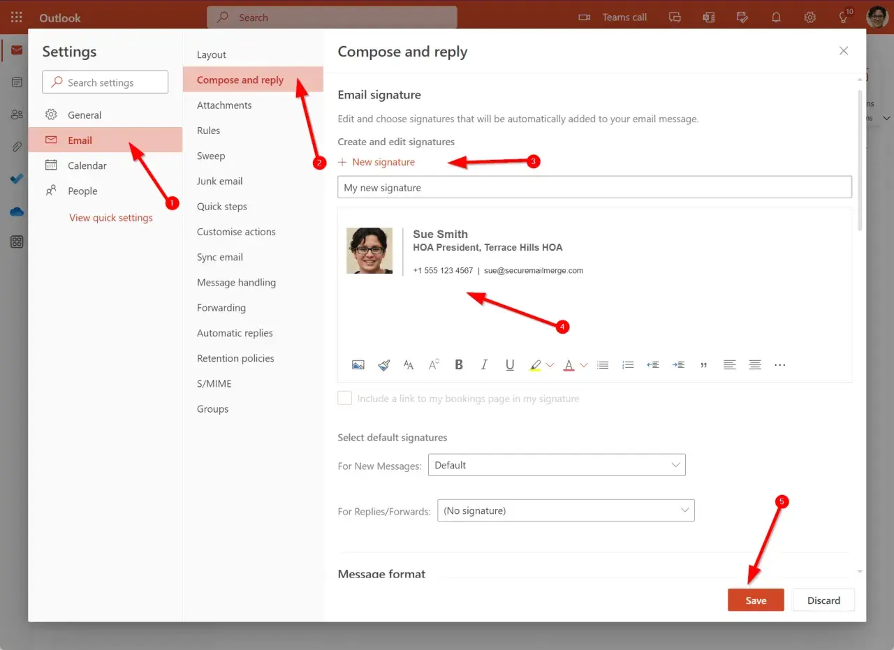 Paramètres Outlook 365 : création d'une signature mail personnalisée pour vos emails.