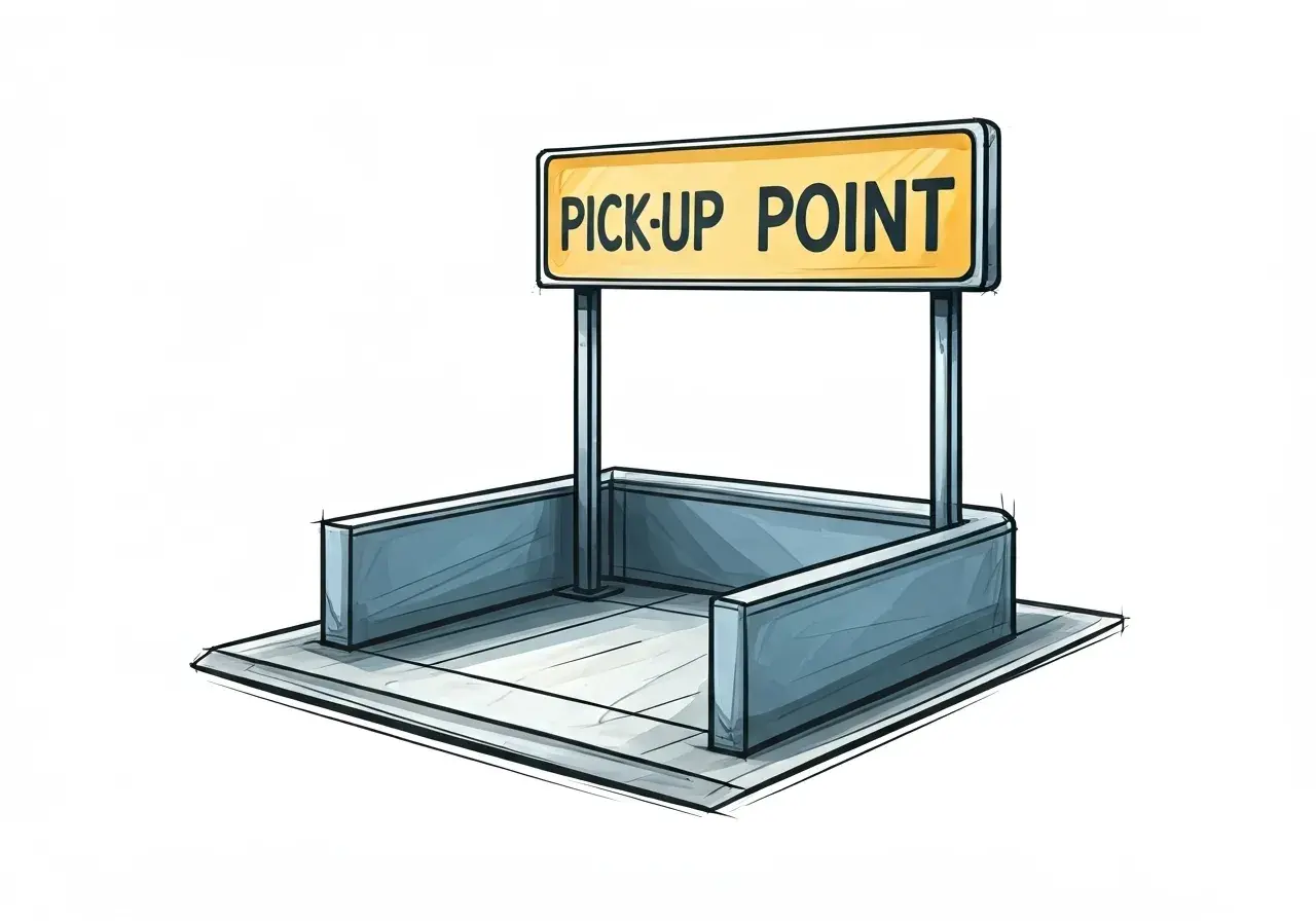 Area designata per il "pick-up point", un luogo dove attendere per prendere qualcosa.