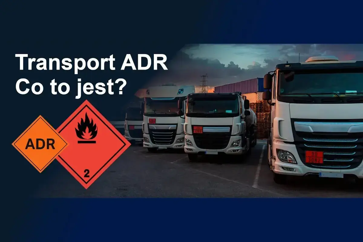 Ciężarówki z oznaczeniami ADR gotowe do transportu. Kurier ADR wiezie niebezpieczne materiały.