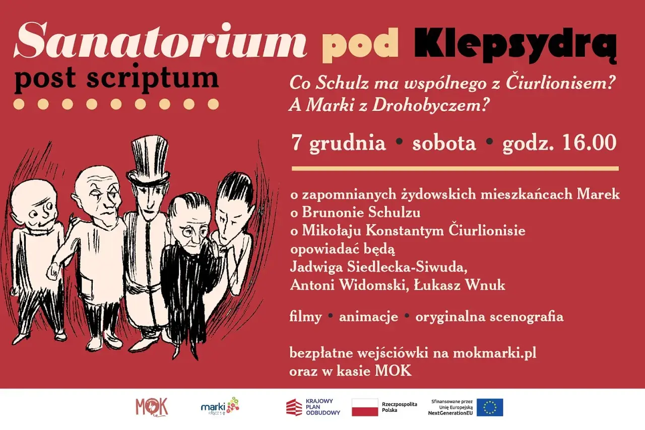 Sanatorium pod Klepsydrą: spotkanie o Brunonie Schulzu i Mikołaju Čiurlionisie. 7 grudnia, sobota, 16:00. Filmy, animacje, scenografia.