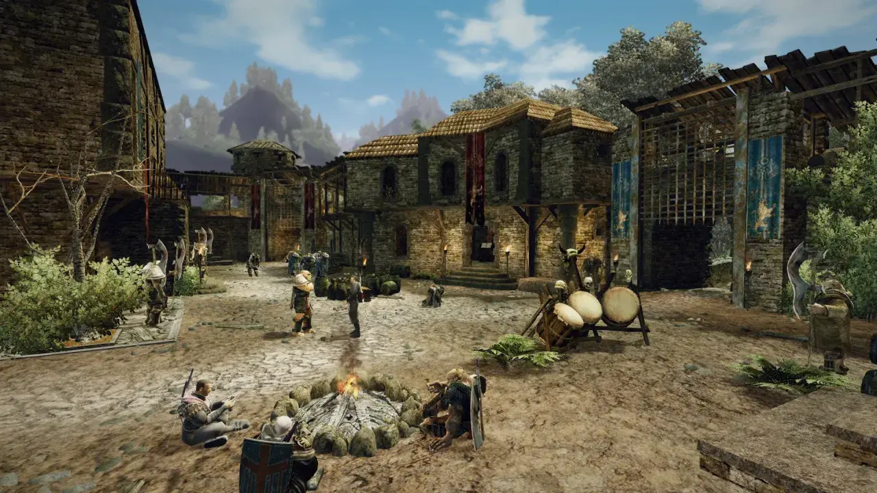 Scena z gry Gothic 3. Gracze szukają **gothic 3 kody** do ułatwienia rozgrywki w tej średniowiecznej osadzie.