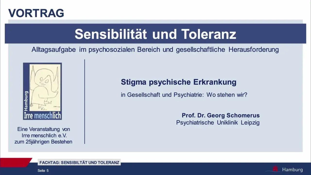 Vortrag "Sensibilität und Toleranz": Stigma psychische Erkrankung in Gesellschaft und Psychiatrie. Eine Veranstaltung von Irre menschlich e.V.