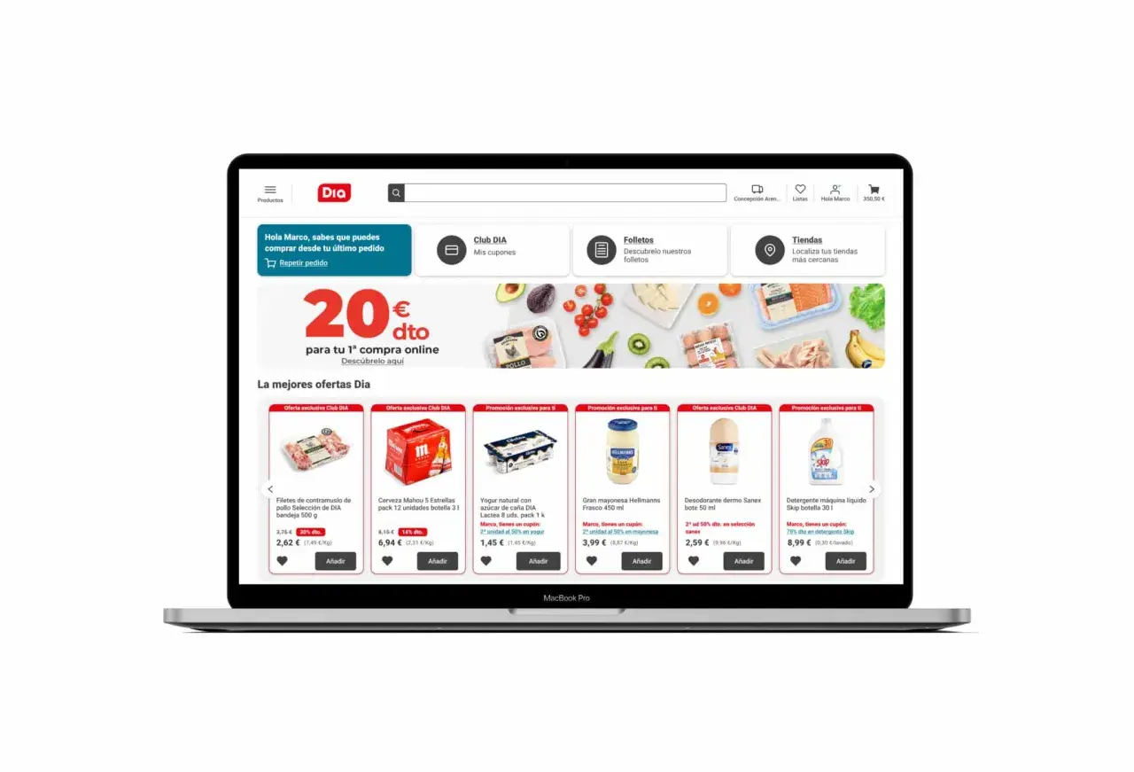 Ofertas y promociones en la web de DIA: 20€ dto. en tu 1ª compra, descuentos en yogur, mayonesa y desodorante.