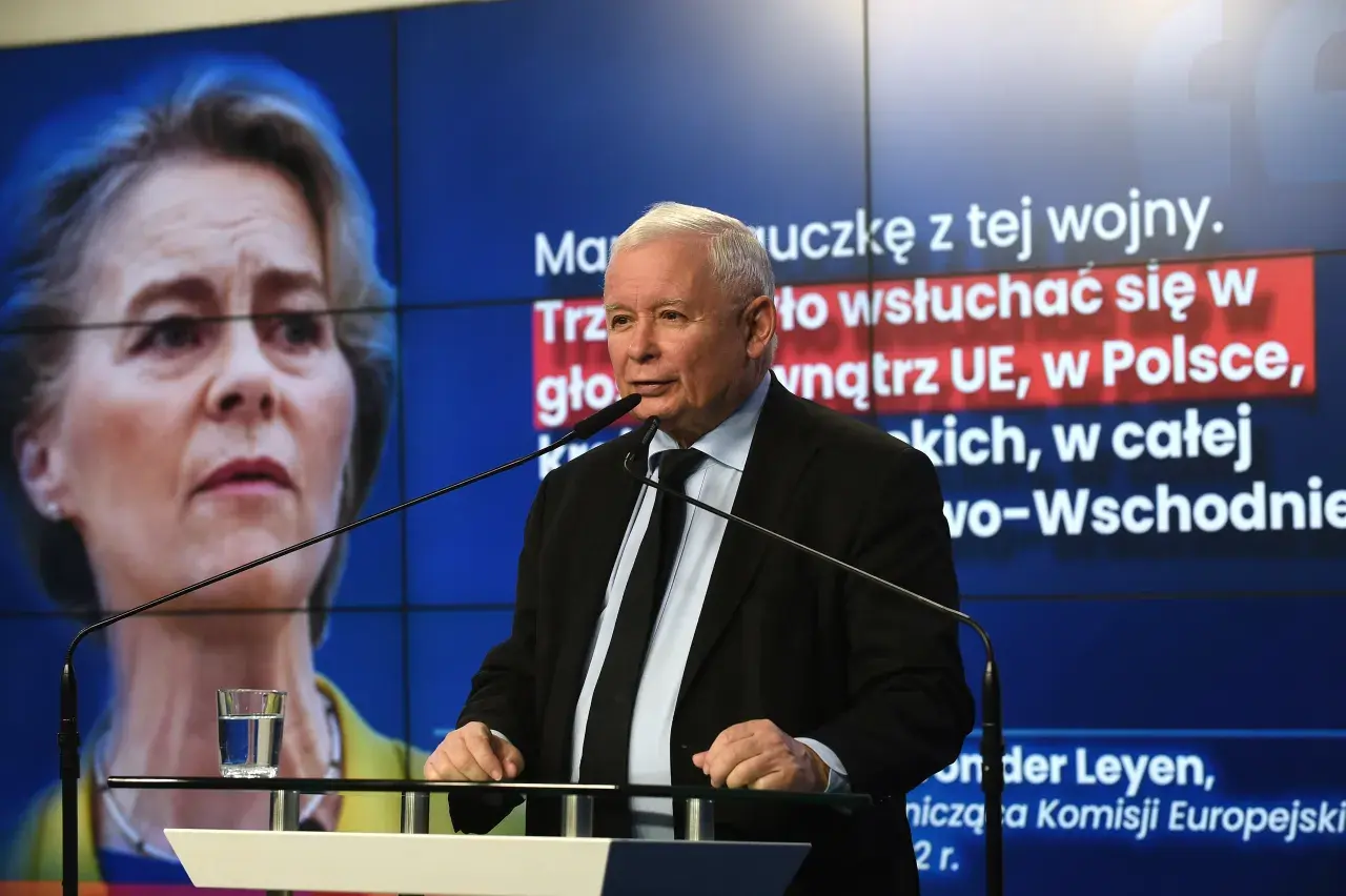 Jarosław Kaczyński przemawia, na ekranie Ursula von der Leyen. Czy Konfederacja ma tajny plan na wyprowadzenie Polski ze strefy wpływów Brukseli?
