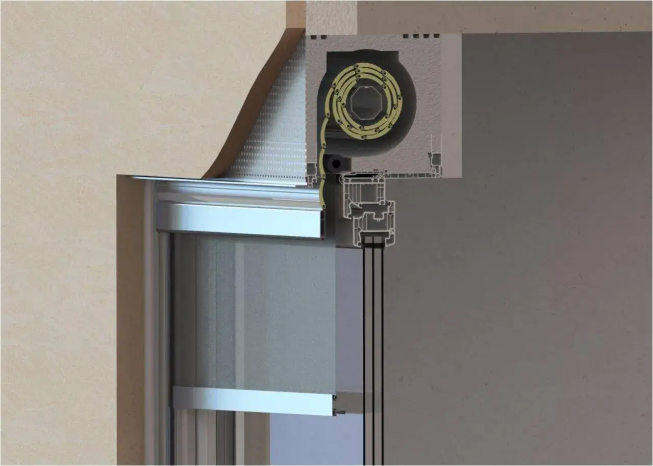 Schnittzeichnung eines Fensters mit Rollladenkasten. Ideal für den Austausch von Rollladen altbau.