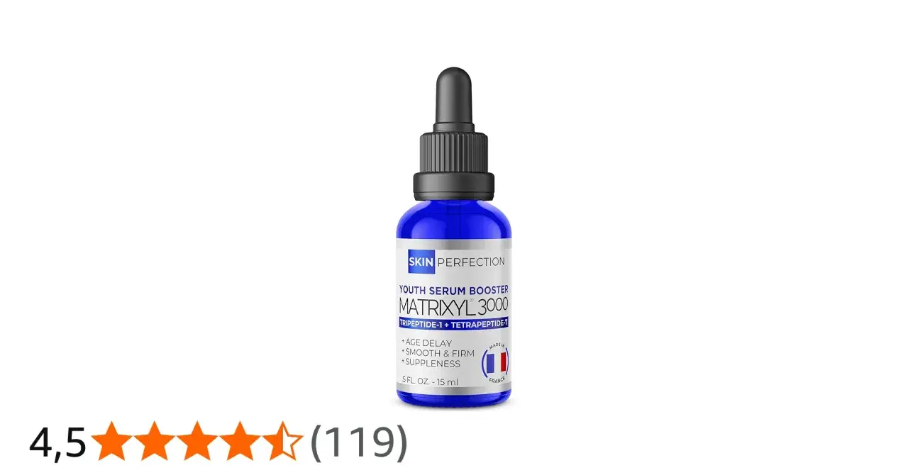 Sérum Skin Perfection avec Matrixyl 3000, promettant un délai d'âge et une peau lisse. Pas de danger Matrixyl 3000 ici, juste de la science.