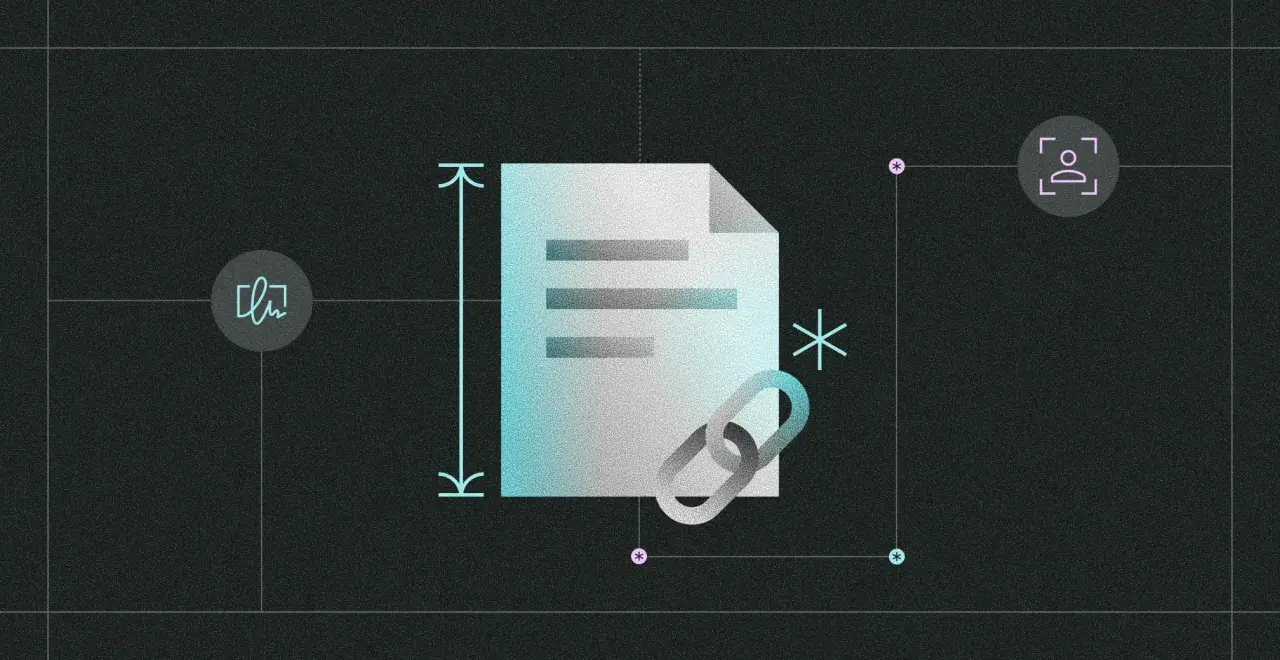 Documento con enlace, icono de firma y escaneo. Creación de modelos de firmas digitales.