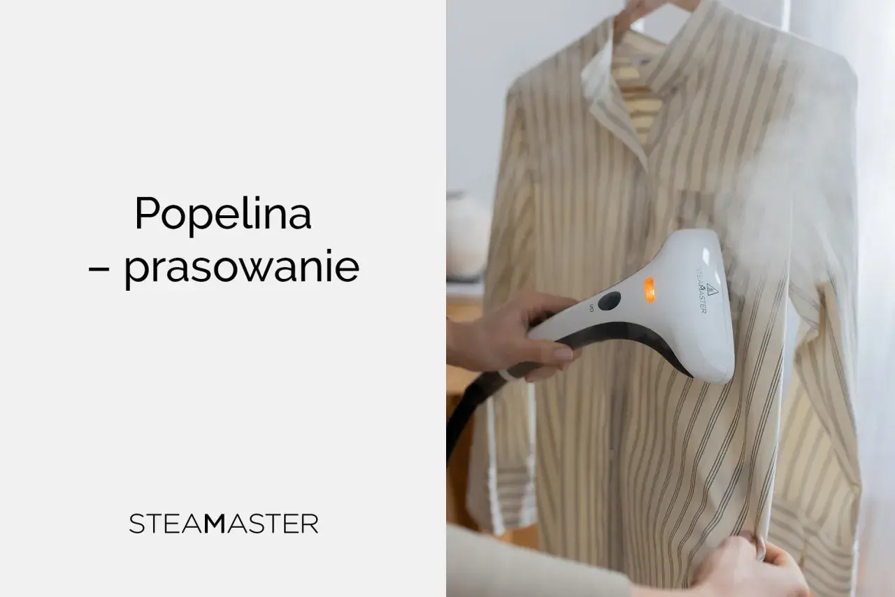 Para z koszulki w paski, wykonanej z popeliny, znika dzięki parownicy Steamaster.
