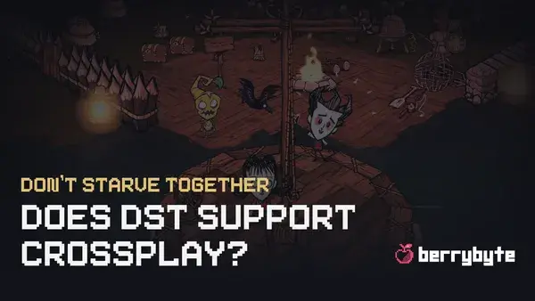 Postać Wilsona i inne z Don't Starve Together na tle obozu. Czy DST wspiera crossplay?