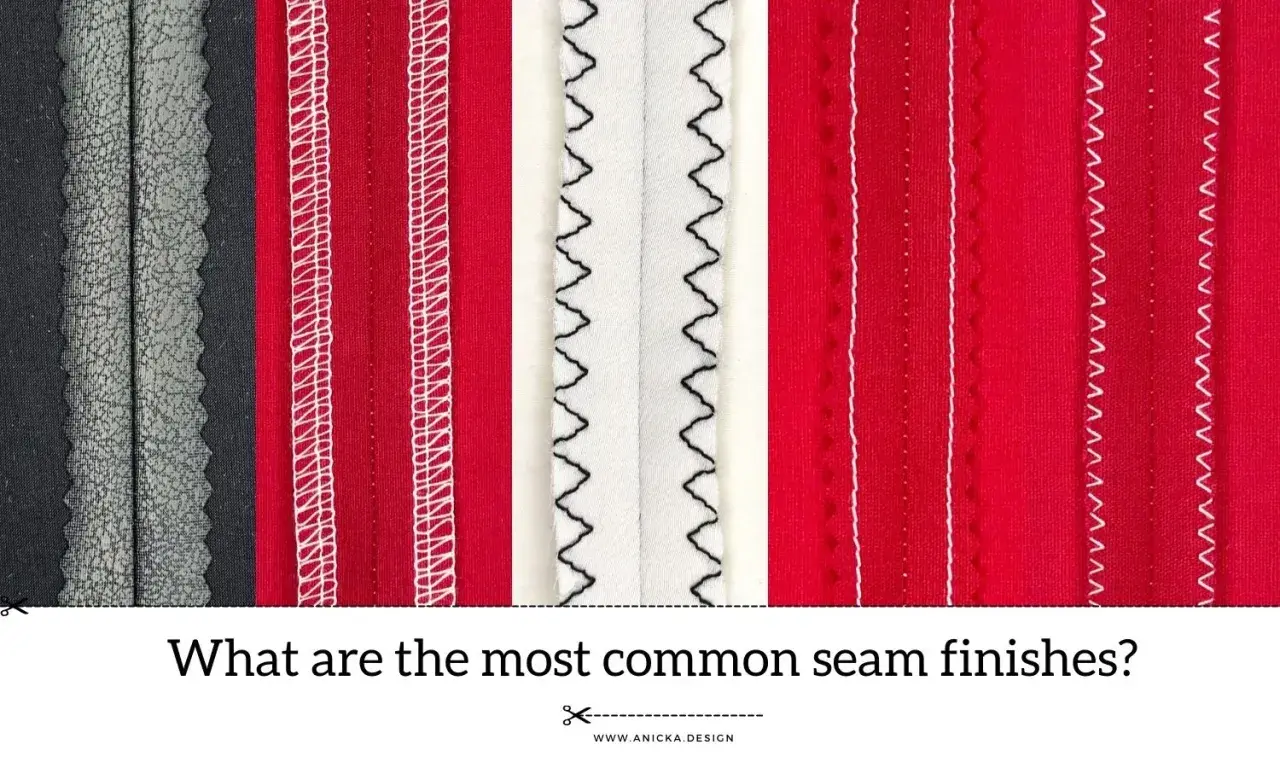 Various seam finishes are shown, demonstrating how to hand sew a seam for a neat edge.