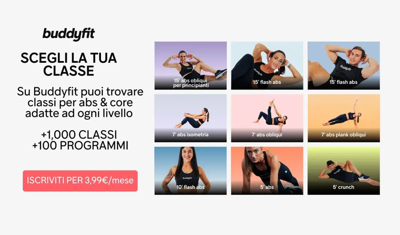 Buddyfit offre classi per addominali e core, esplora il circuit training cos'è con esercizi per ogni livello. Iscriviti per 3,99€/mese.