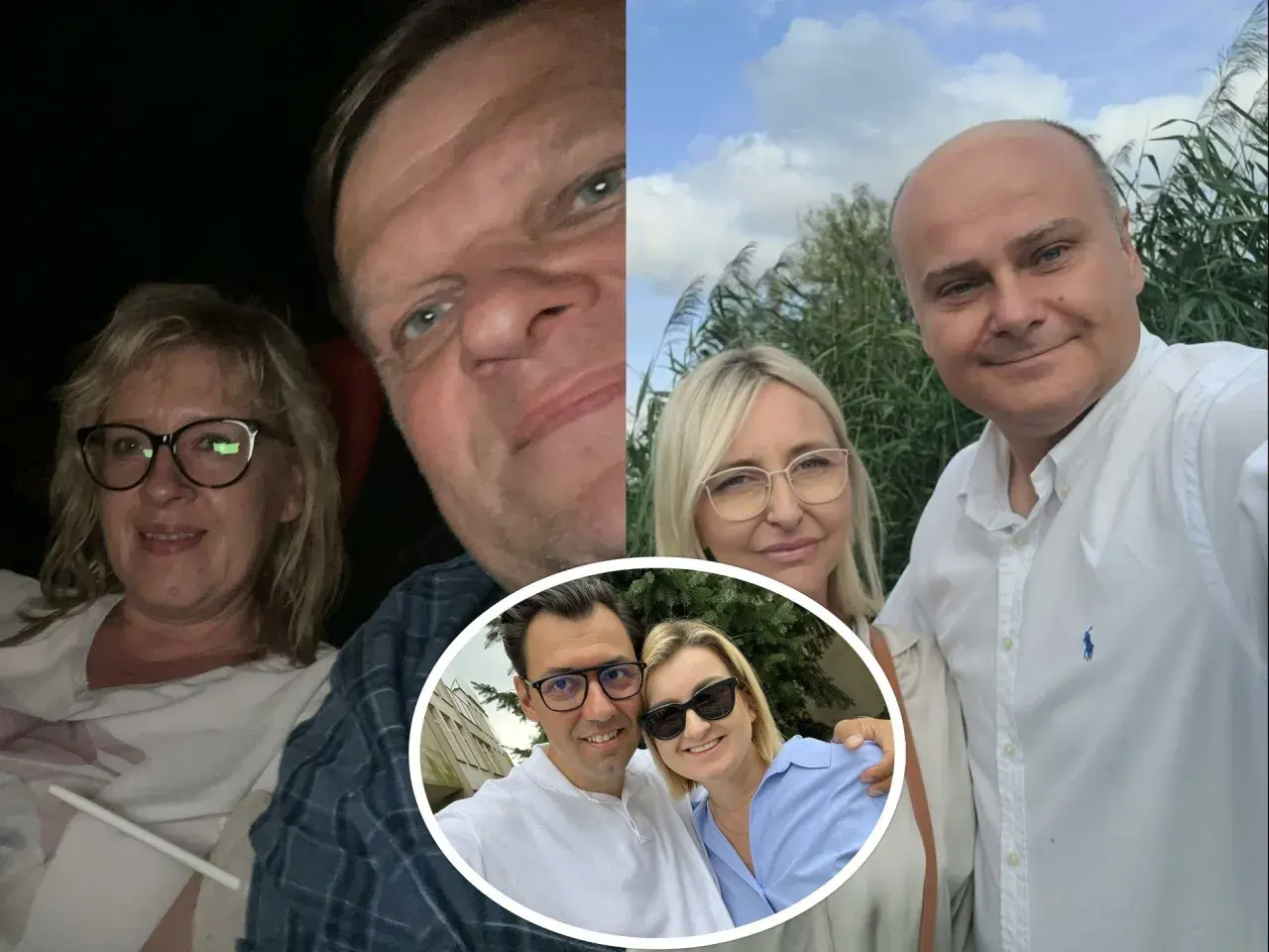 Konrad Frysztak z żoną i przyjaciółmi cieszą się wspólnym czasem.