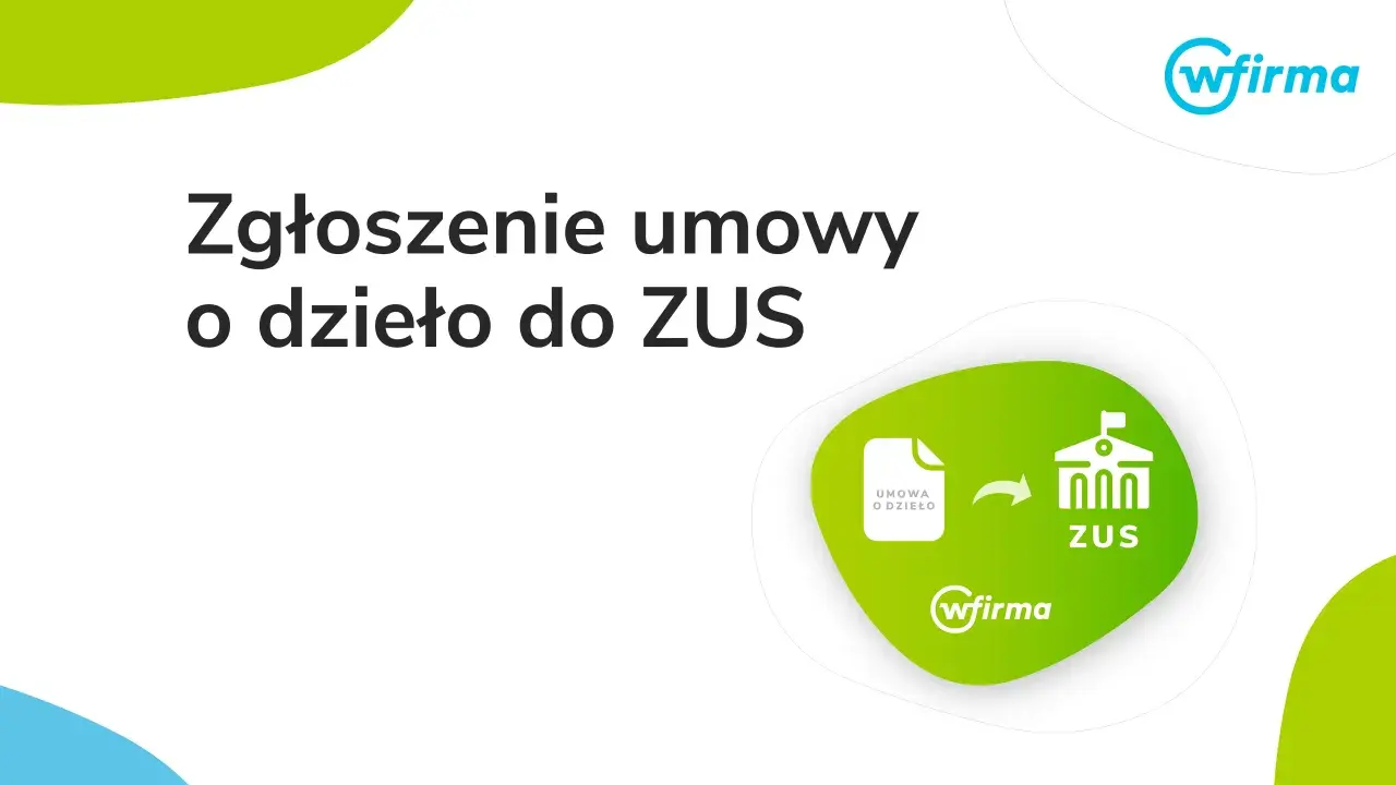 Zgłoszenie umowy o dzieło do ZUS. Ikona dokumentu "Umowa o dzieło" przekierowuje do budynku ZUS.
