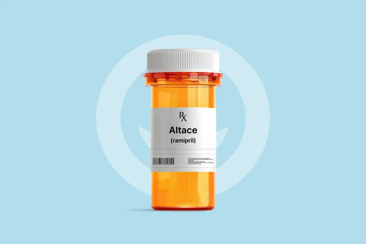 Pomarańczowa buteleczka leku z etykietą "Altace (ramipril)". Szukasz tritace zamiennik?