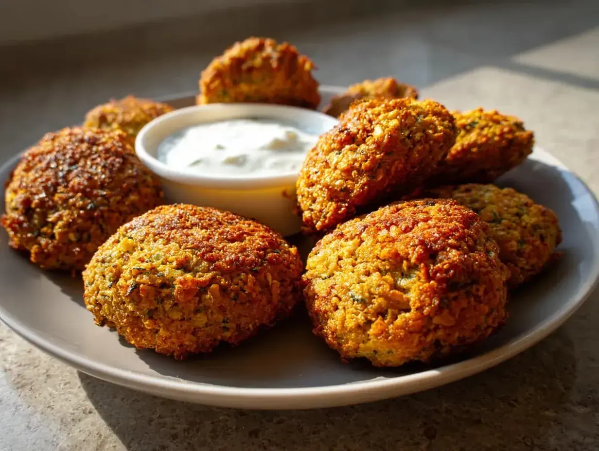 Krispiga falafelbollar med en krämig dipp. Perfekt för ett snabbt och gott falafel recept.