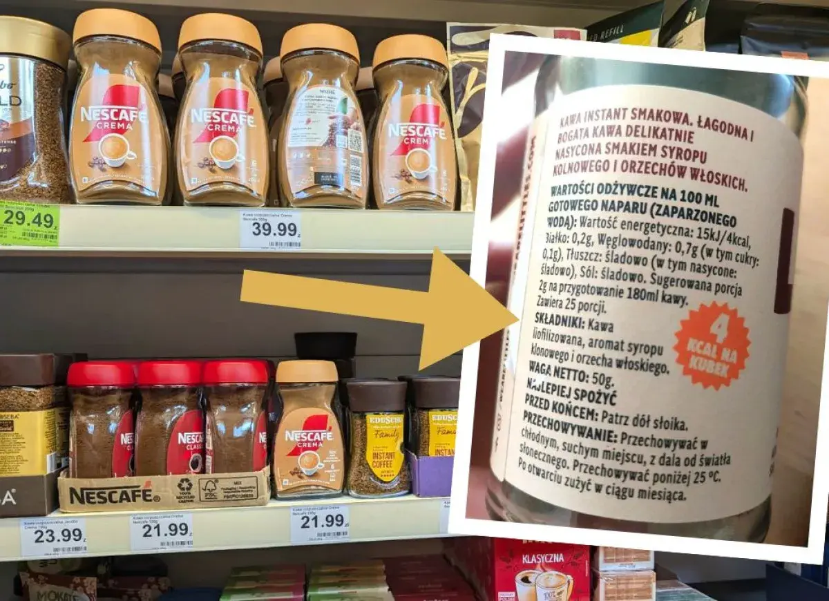 Najzdrowsza kawa rozpuszczalna? Nescafé Crema z syropem klonowym i orzechami włoskimi, tylko 4 kcal na kubek.