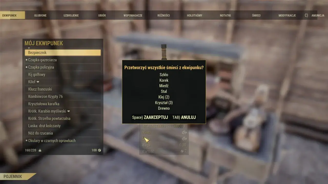 Poradnik Fallout 76: w ekwipunku masz śmieci do przetworzenia na surowce. Zobacz, co możesz zyskać!
