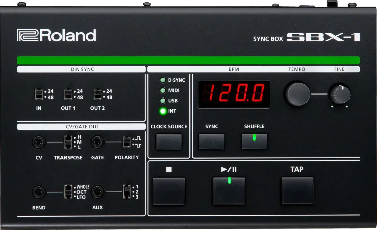 Boîtier Roland SBX-1, un séquenceur gratuit pour synchroniser vos instruments.