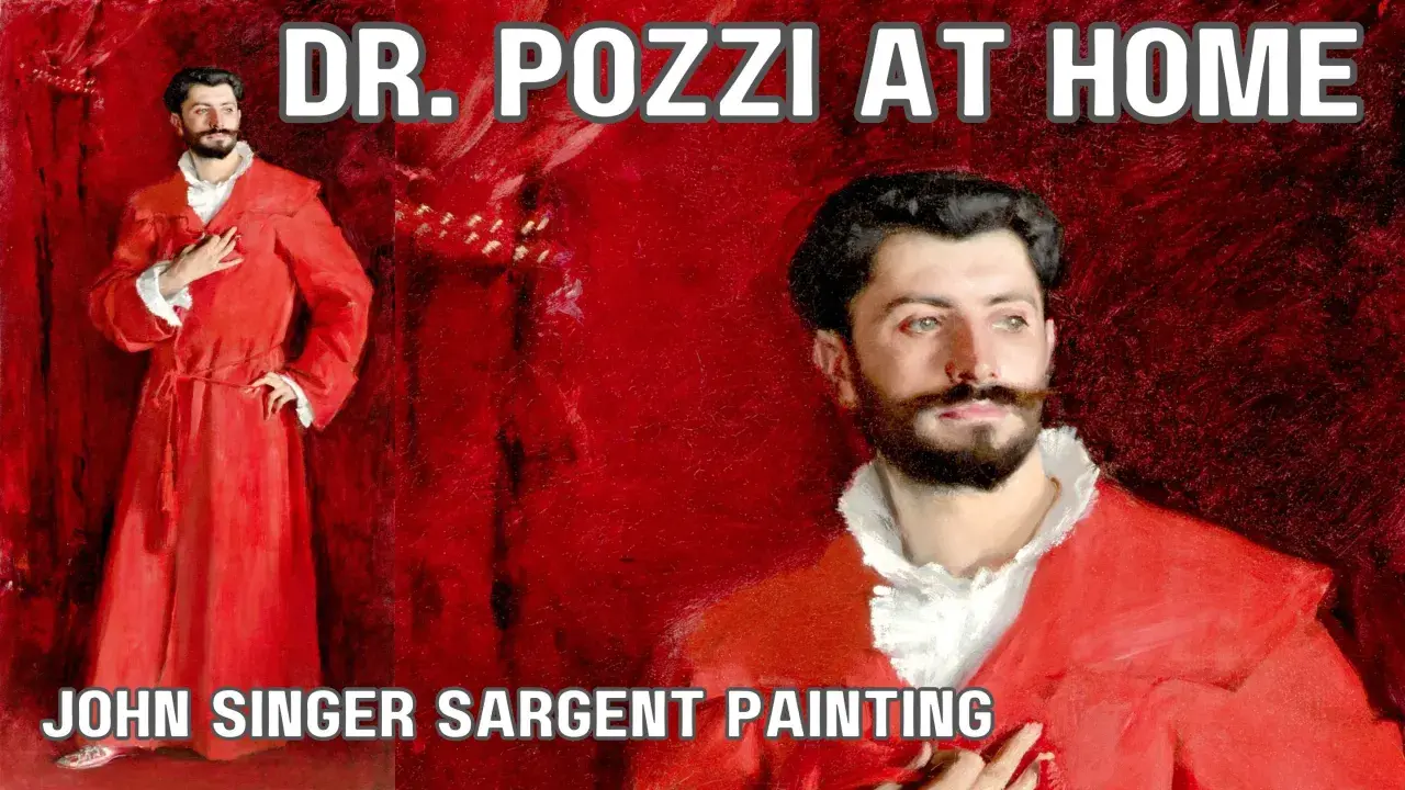 John Singer Sargent's painting "Dr. Pozzi at Home" features a man in a striking red robe, his hand resting on his chest, exuding confidence.