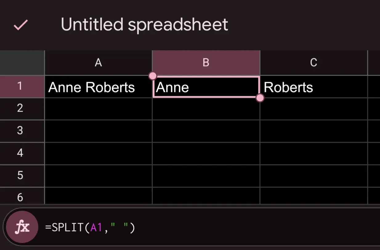 Foglio di calcolo: come separare nome e cognome su Excel usando la funzione SPLIT.