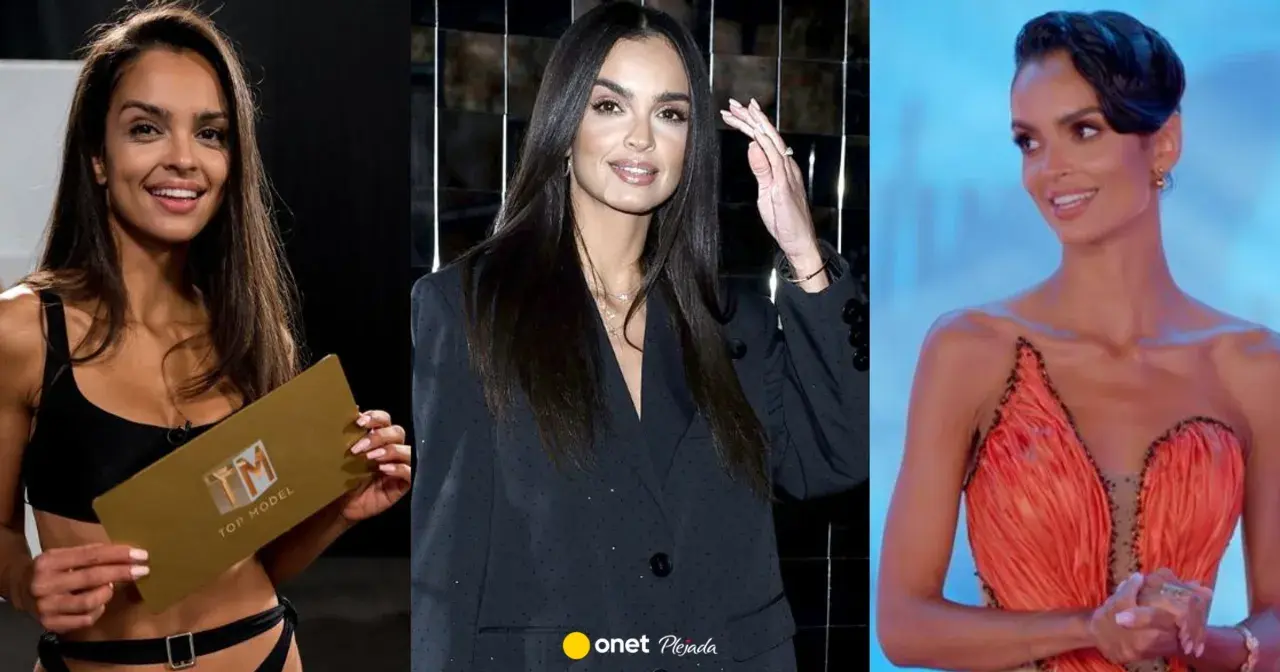 Klaudia El Dursi kiedys, w trzech odsłonach: jako prowadząca "Top Model", w eleganckiej marynarce i w zjawiskowej, pomarańczowej kreacji.