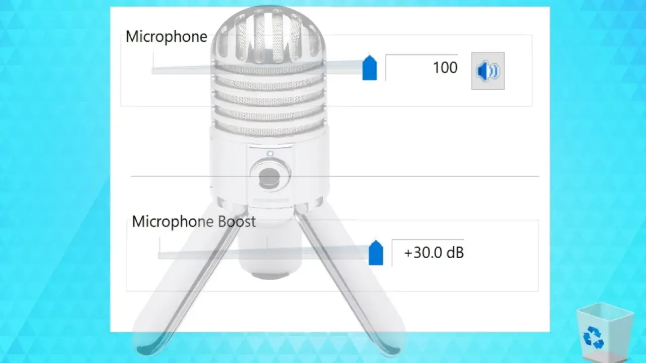 Das Mikrofon ist zu leise. Die Lautstärke ist auf 100, aber der Mikrofon-Boost ist nur auf +30 dB eingestellt.
