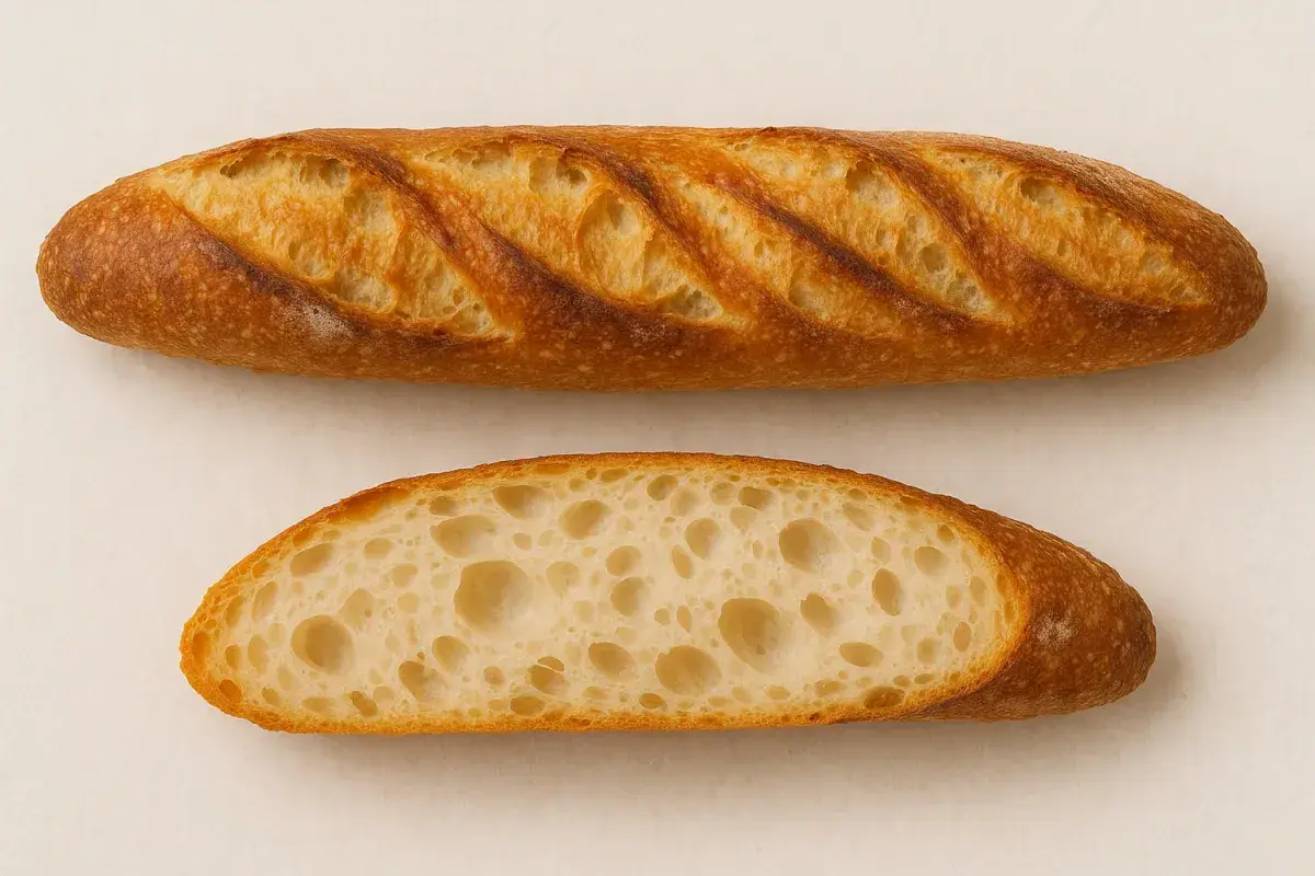 Baguette tradition parfaite, mie aérée et croûte dorée. Une recette digne d'un cap boulangerie.