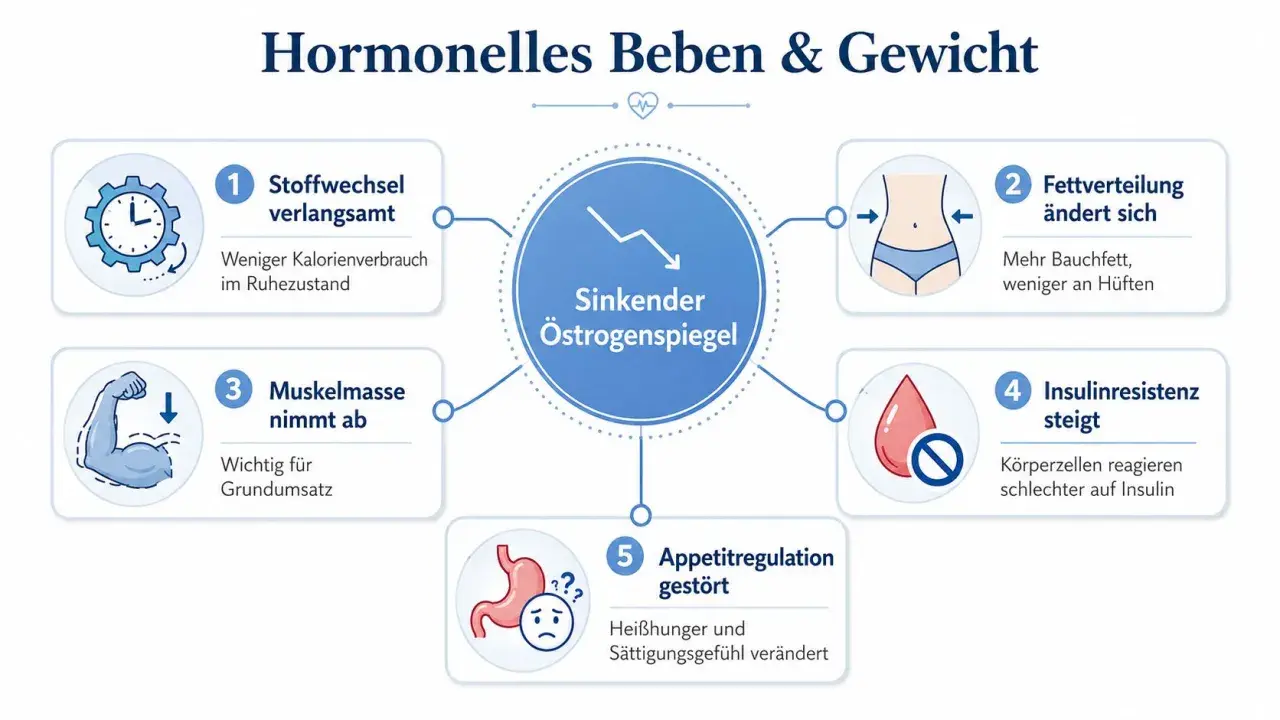 Spadek estrogenu wpływa na metabolizm, rozkład tłuszczu, masę mięśniową, insulinoporność i apetyt, co może być powodem, dlaczego nie mogę przytyć.