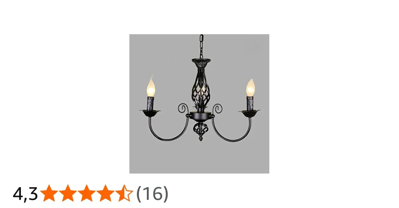 Lámpara de forja negra con dos luces y diseño rústico.