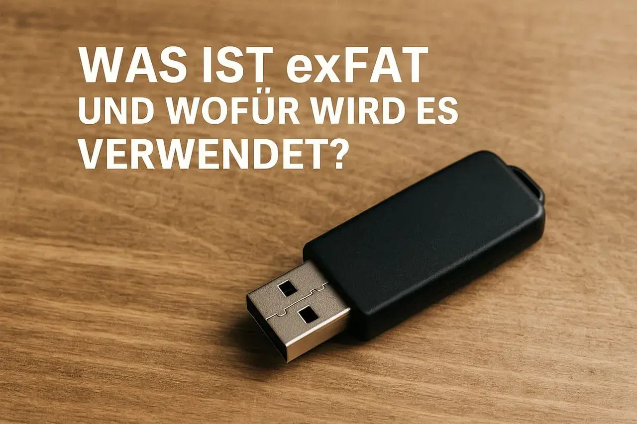 Schwarzer USB-Stick mit exFAT-Formatierung, ideal für große Dateien und plattformübergreifende Kompatibilität.