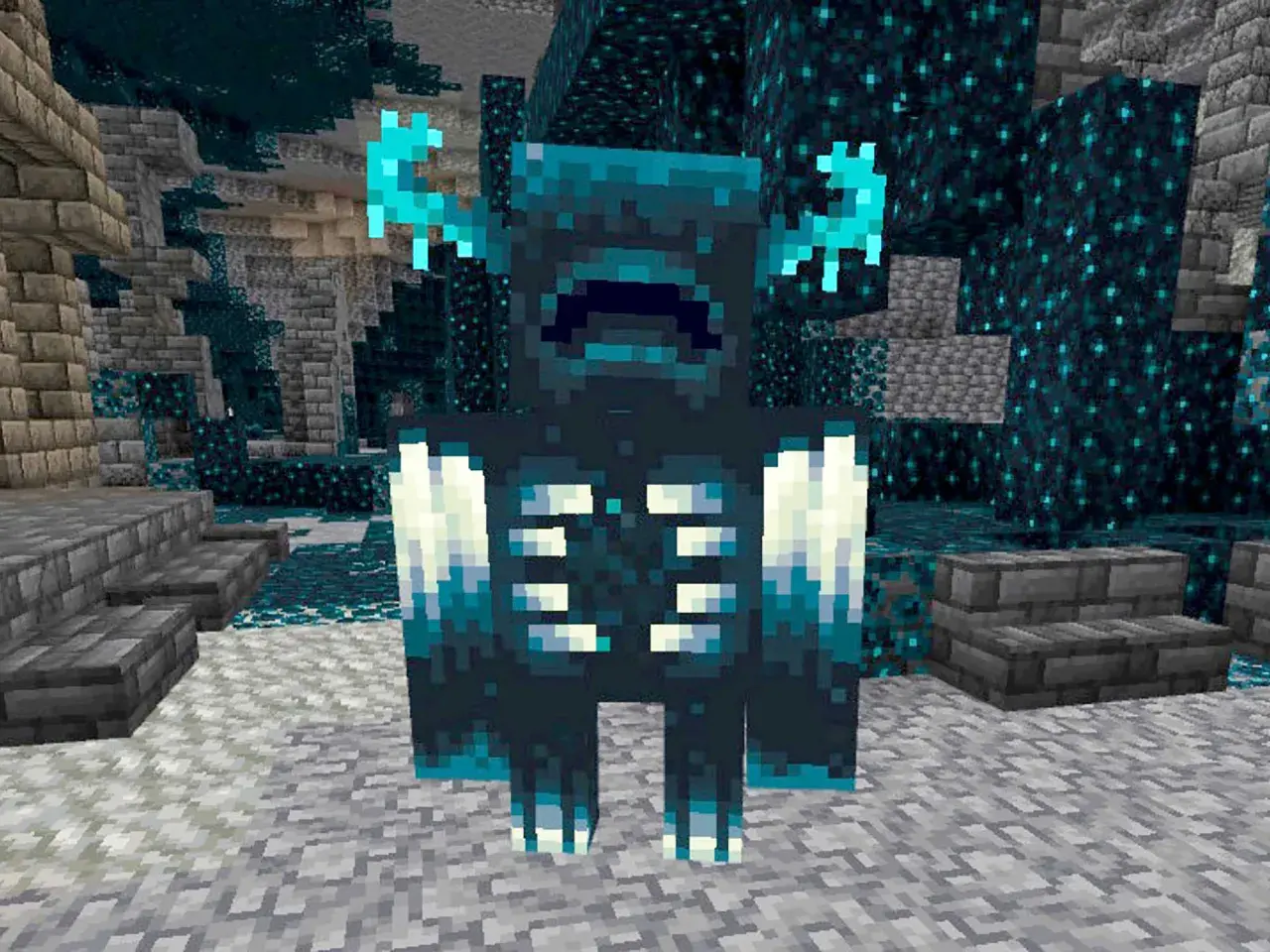 Warden z Minecrafta, potężna istota, której serca budzą grozę.