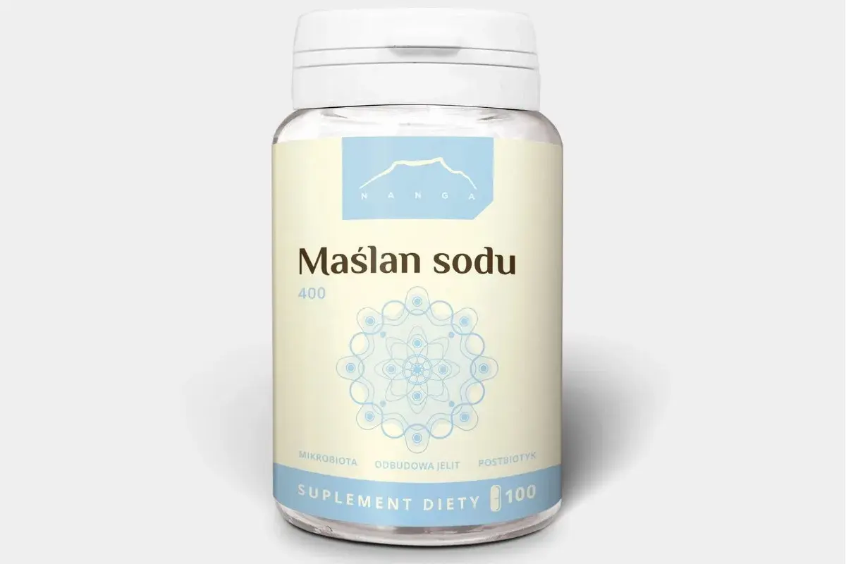 Maślan sodu na co pomaga? Ten suplement diety wspiera odbudowę jelit i mikrobiotę. Postbiotyk w kapsułkach.