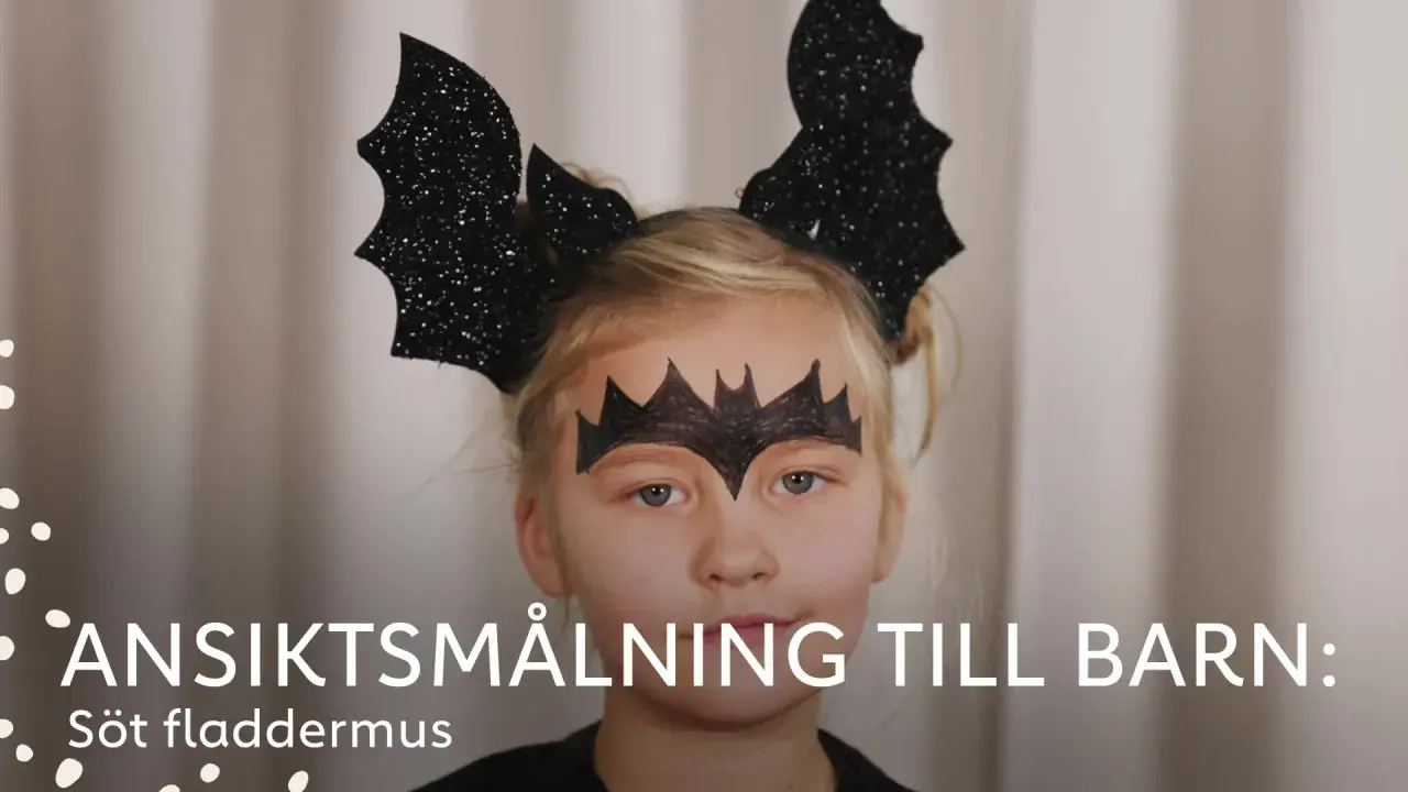 Söt fladdermus-ansiktsmålning för barn, perfekt för halloween.