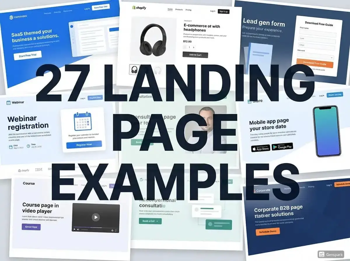 Ejemplos de landing pages gratis: SaaS, e-commerce, webinars, cursos, formularios de contacto y más. ¡Inspírate para crear las tuyas!