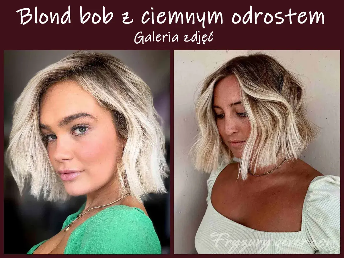 Dwie kobiety z modnym blond bobem i naturalnym odrostem, tworzącym subtelny kontrast.