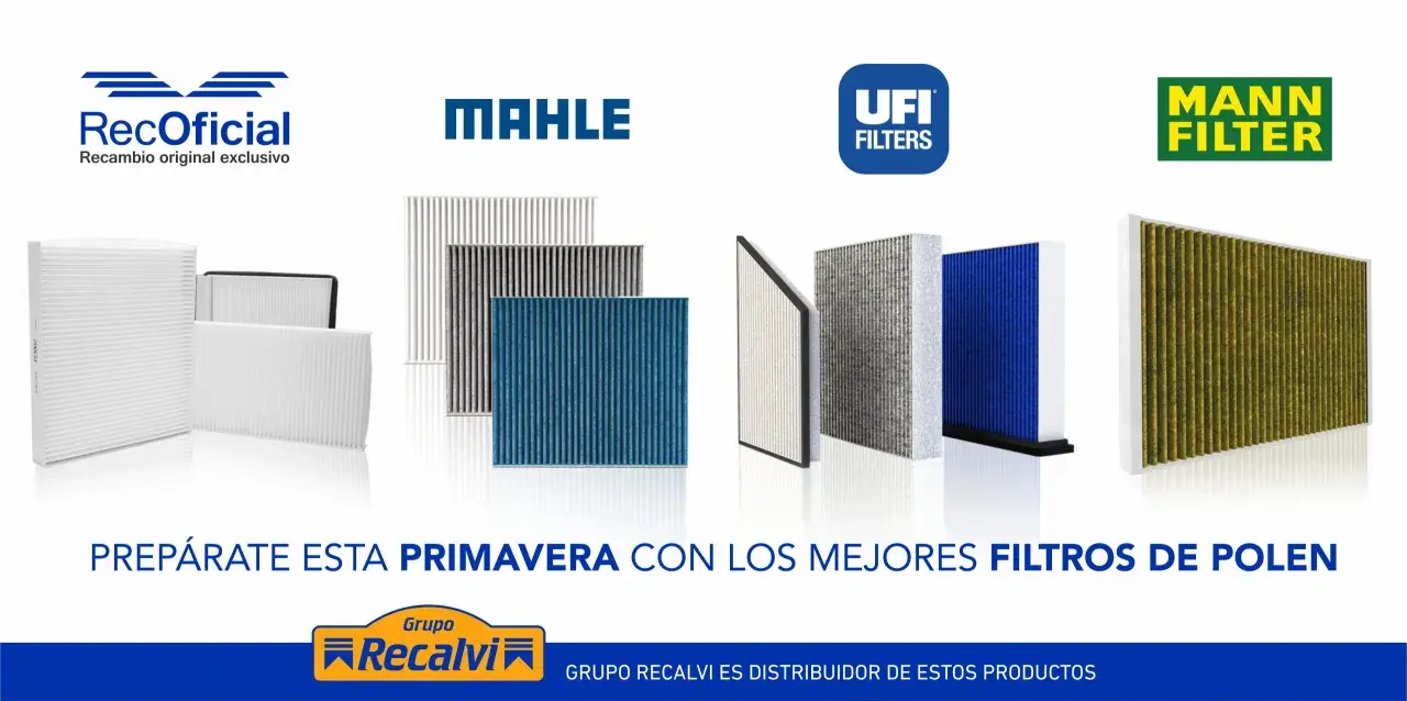 Filtros de habitáculo de diversas marcas. Pregúntate cada cuanto cambiar filtro habitaculo para un aire limpio en primavera.