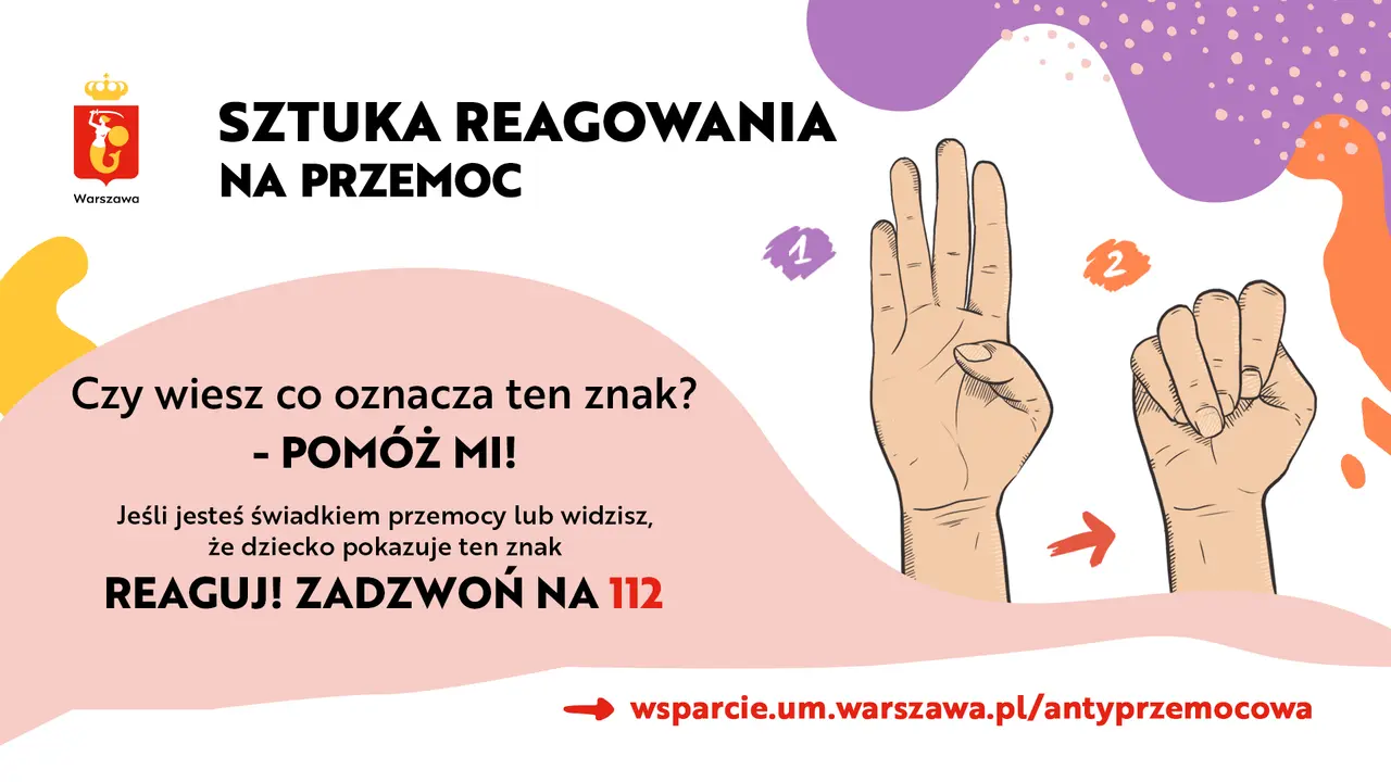 Sztuka reagowania na przemoc: znak "Pomóż mi" w języku migowym. Jeśli widzisz przemoc, reaguj!