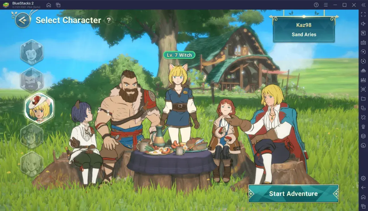 Postacie z gry Ni No Kuni Cross Worlds siedzą przy stole na pikniku. Wybierz swoją postać i rozpocznij przygodę!
