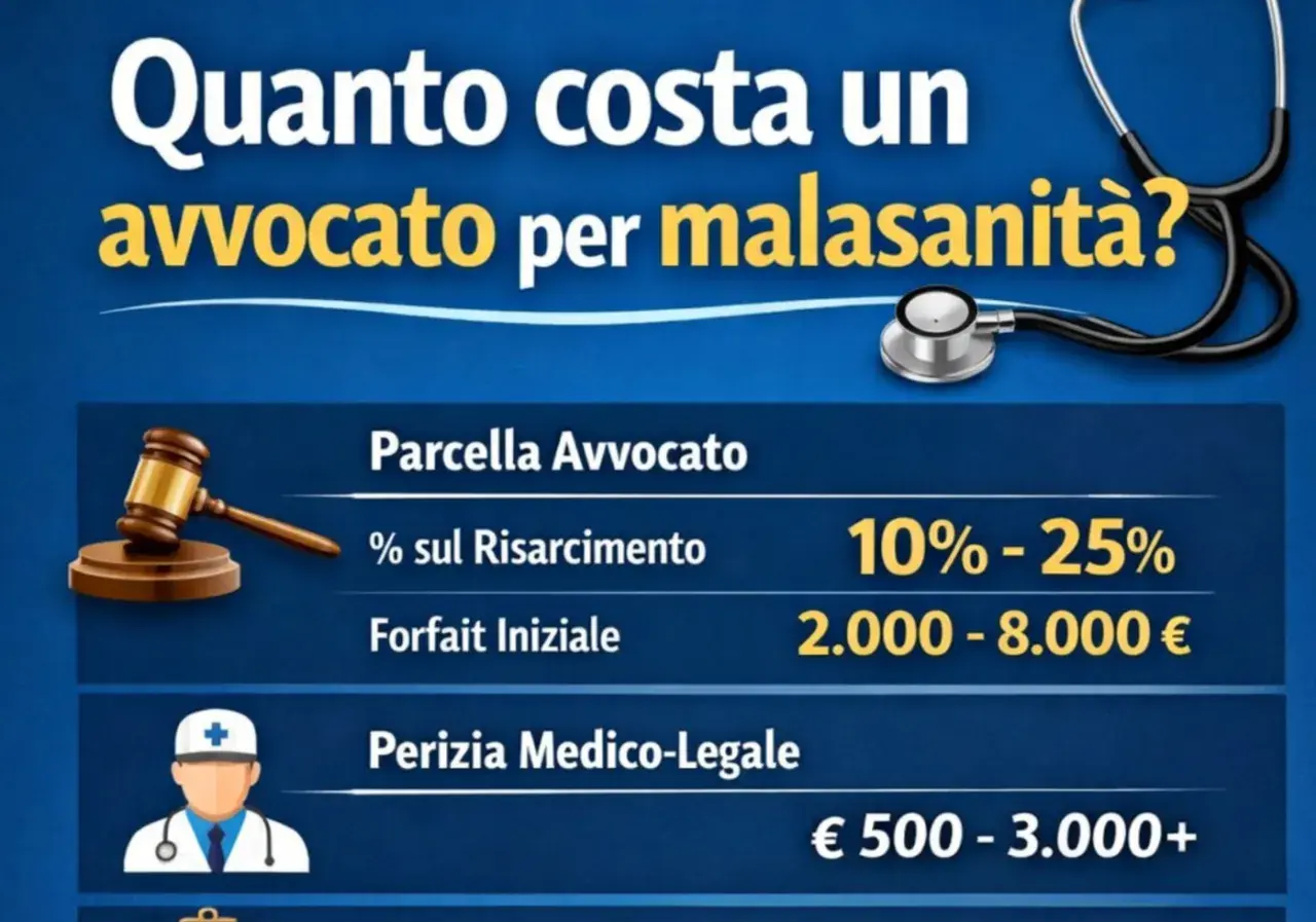 Costi per avvocati per errori medici: parcella, percentuale sul risarcimento e forfait iniziale.