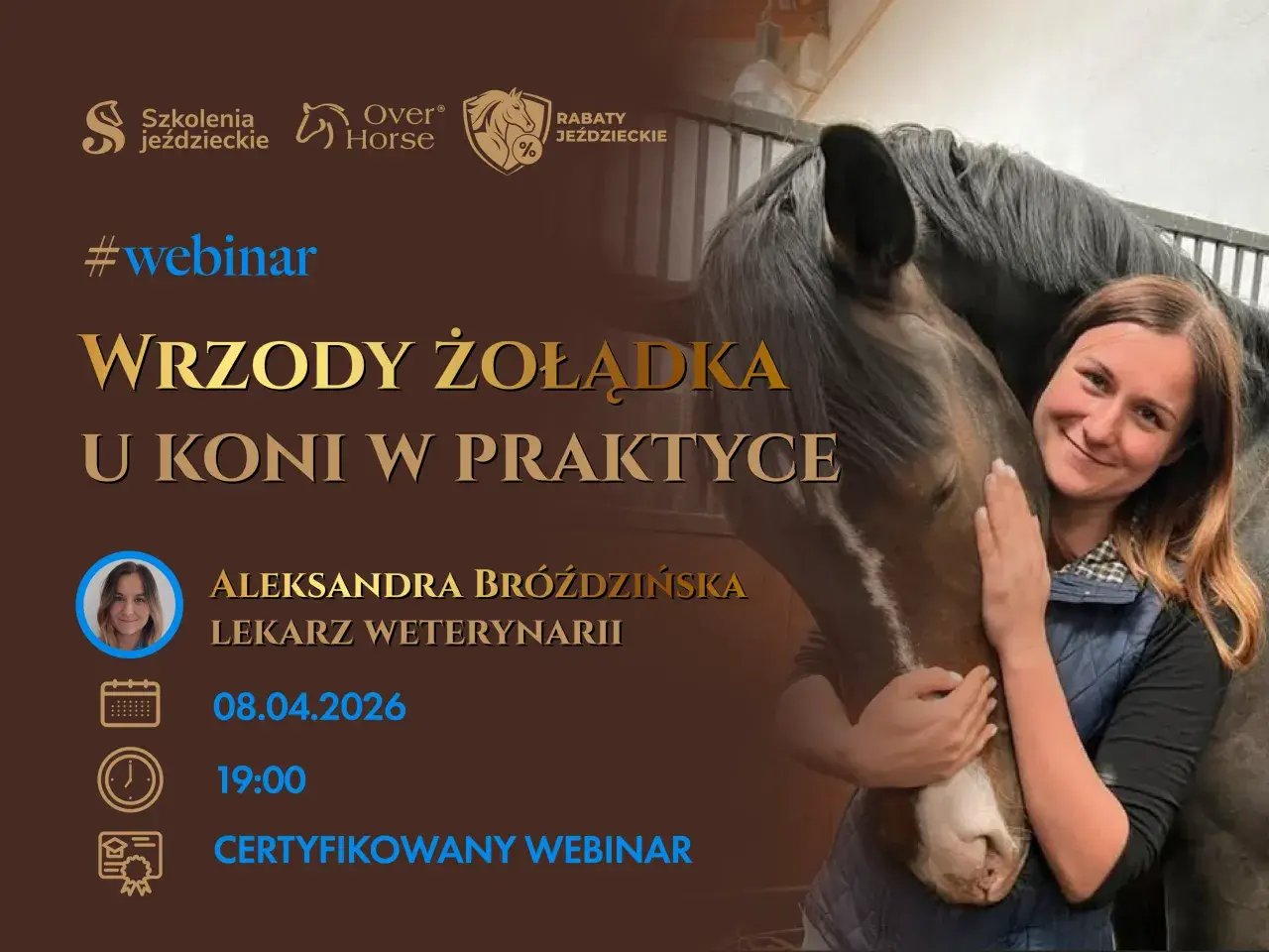 Webinar o wrzodach żołądka u koni. Aleksandra Bróżdzińska, lek. wet. Zapraszamy do **equestro centrum szkolenia jeździeckiego**.