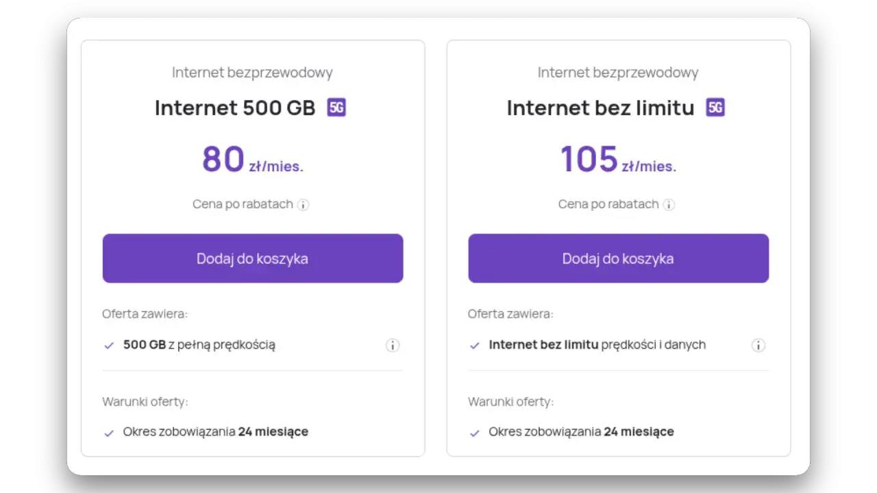 Internet bez limitu prędkości i danych za 105 zł/mies. To idealna opcja, jeśli potrzebujesz play internet mobilny bez limitu.