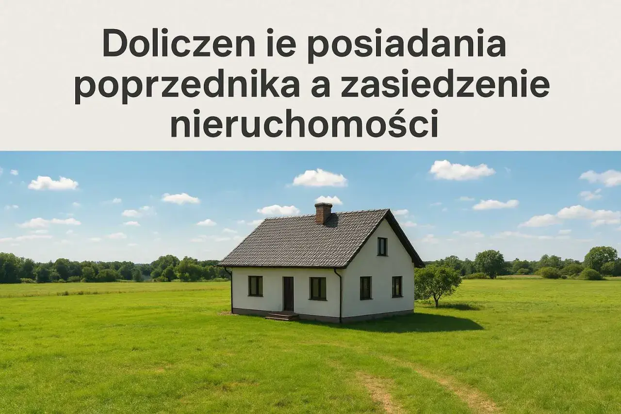 Doliczenie posiadania poprzednika a zasiedzenie nieruchomości. Samotny dom na zielonej łące pod błękitnym niebem.