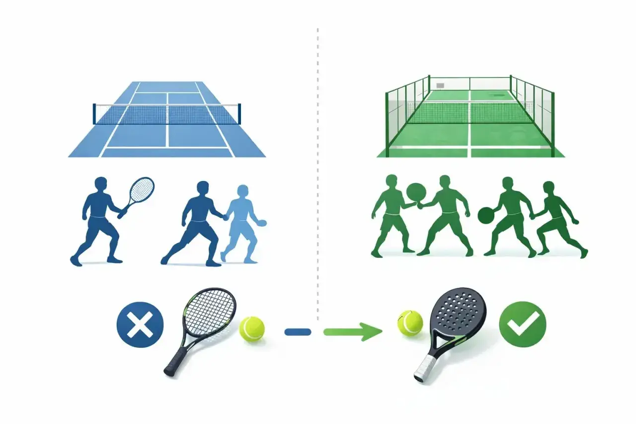 Confronto tra campi da tennis e da paddle. Il paddle è più divertente e sociale.