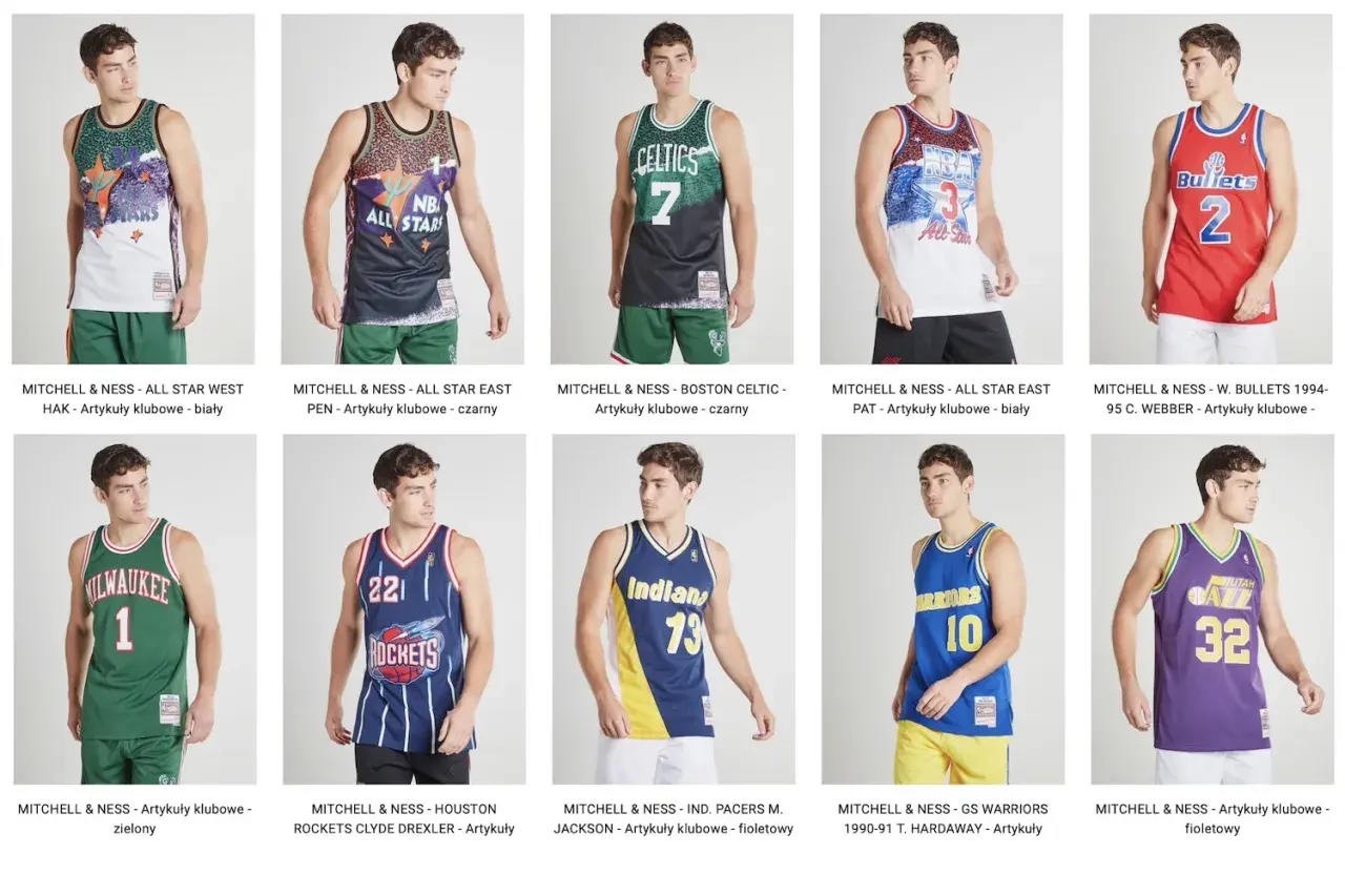 Kolekcja koszulek do koszykówki Mitchell & Ness: od klasycznych All-Star po stroje drużynowe.
