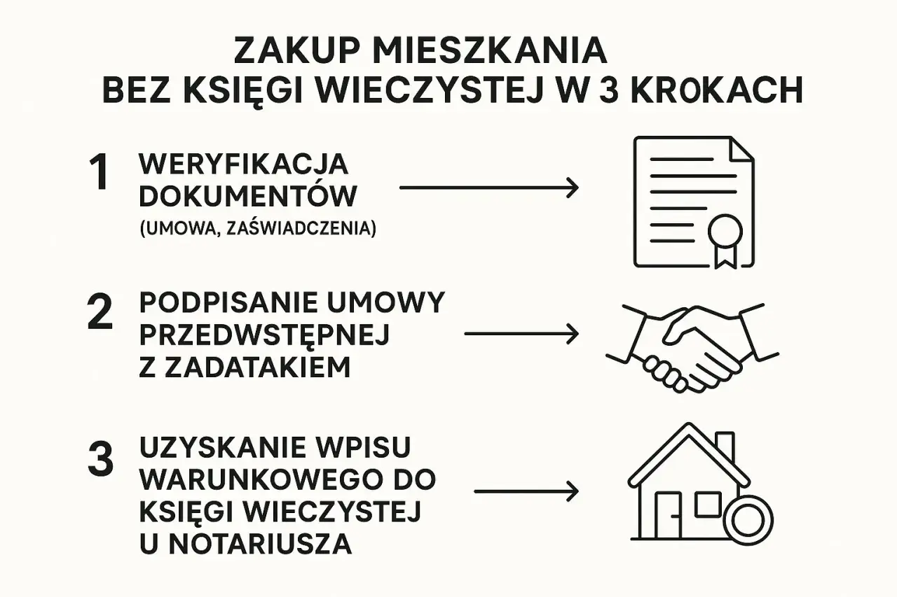 Zakup mieszkania spółdzielczego własnościowego bez księgi wieczystej dziedziczenie: weryfikacja, umowa z zadatkiem, wpis warunkowy u notariusza.