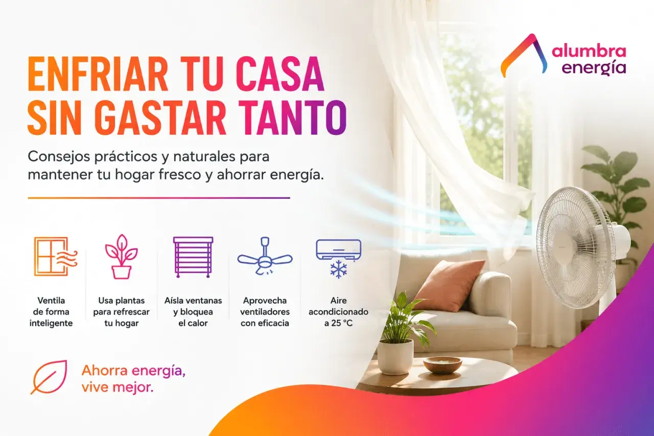 Consejos para mejorar la calidad del aire en casa: ventila, usa plantas, aísla ventanas, aprovecha ventiladores y usa aire acondicionado a 25°C.