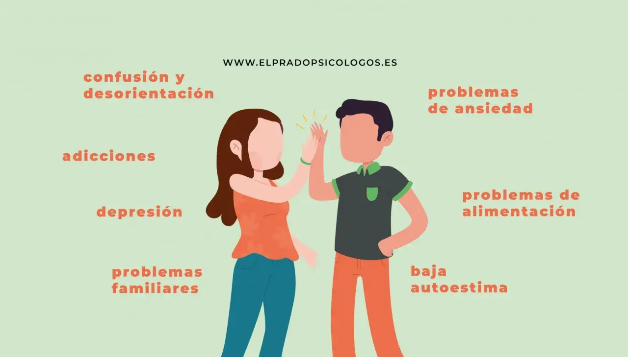 Dos jóvenes se dan la mano, superando confusión, adicciones, depresión y problemas familiares cuando empieza la adolescencia.